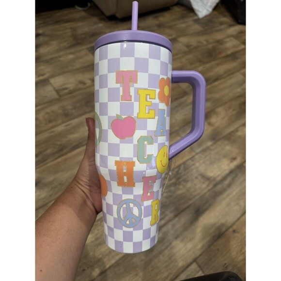 Teacher Stainless Steel Insulares Tumbler White with Straw - Picture 1 of 4